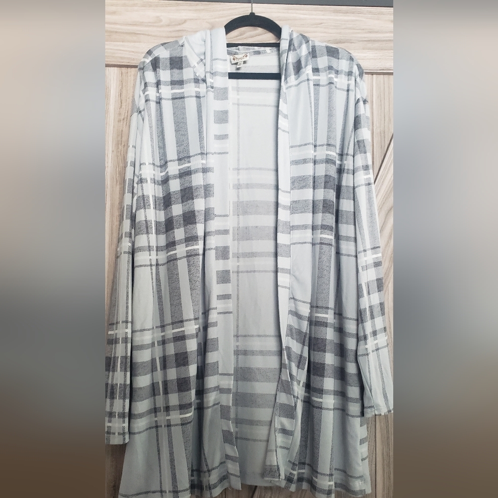 Plaid Open-Front Women's Sweater